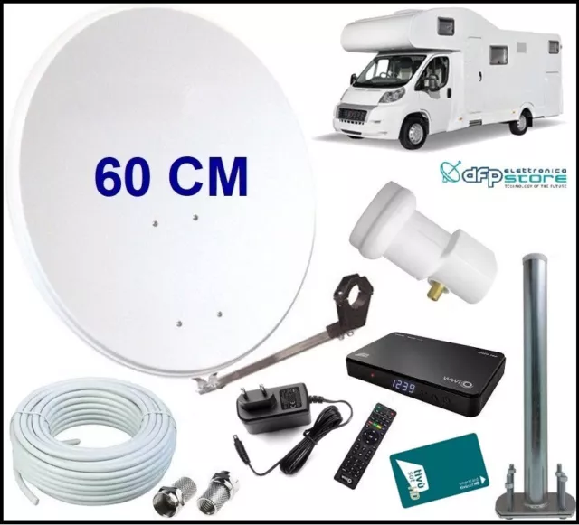 Kit Parabola TV Satellitare 60Cm da per Camper Con Decoder Tivusat HD Con Scheda