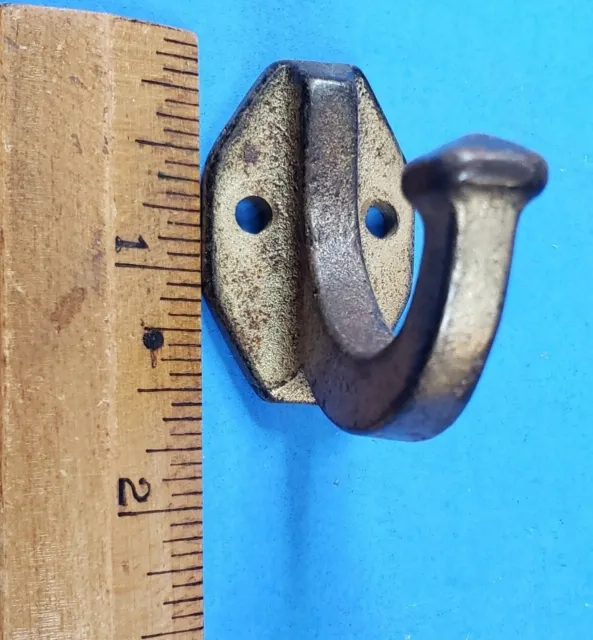 Vintage Wall Hooks Brass Plated Cast Iron 4 Hangers W/ Original Screws 3