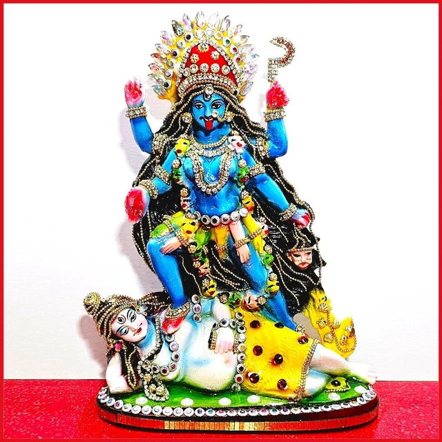 DakshCraft messing kali Staand standbeeld op shiv, messing kali idool