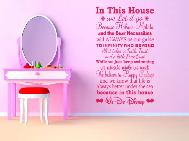 "In This House..We Do Disney" Wall Quote, Vinyl, Wall Sticker, Modern Transfer