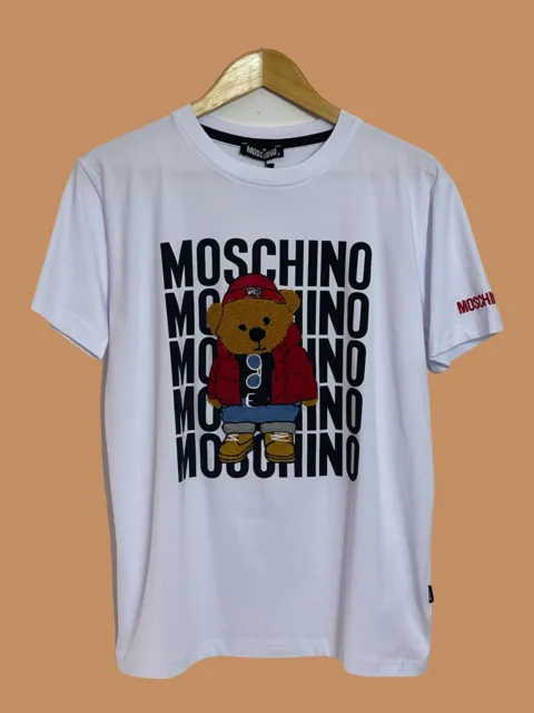 T-shirt homme blanc Moschino 95% Coton 5% Lycra très extensibles