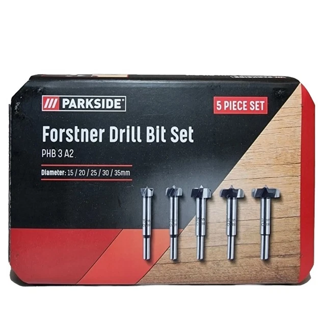 PARKSIDE FORSTNER DRILL Bit Set With Case PHB 3 A2 Brand New £14.99