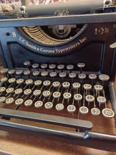 Vintage LC Smith & Corona Standard Typewriter 1930s Black W/ Case Floating Shift