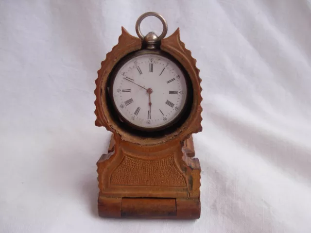 ANTIQUE BLACK FOREST CARVED WOOD POCKET WATCH HOLDER,LATE 19th CENTURY