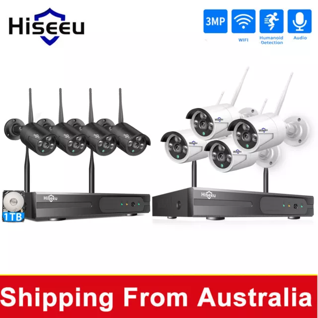 Hiseeu 3MP 10Channel NVR Wireless WiFi Security Camera Home CCTV System Audio