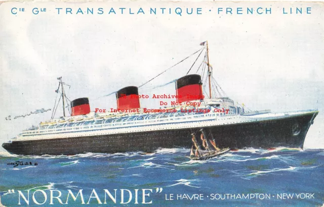 Transatlantique French Line, Steamship Normandie, Le Havre-Southampton-New York