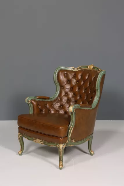 Wunderschöner Königlicher Barock Sessel echt Leder Luxus Chesterfield Sessel