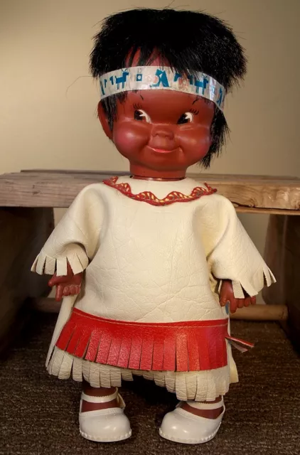 Regal Doll Dark Skinned Inuit Native American Faux Leather Clothes Flirty Eyes Regal Doll Dark Skinned Inuit Native American Faux Leather Clothes Flirty Eyes