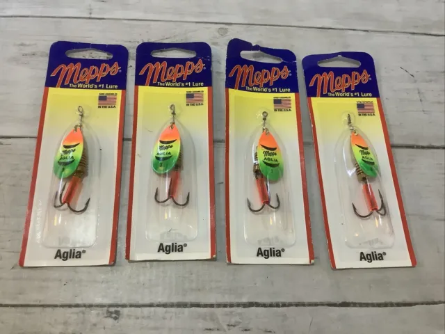 4 lures mepps aglia size 3 Trout Bass Pike 1/4oz hot fire tiger