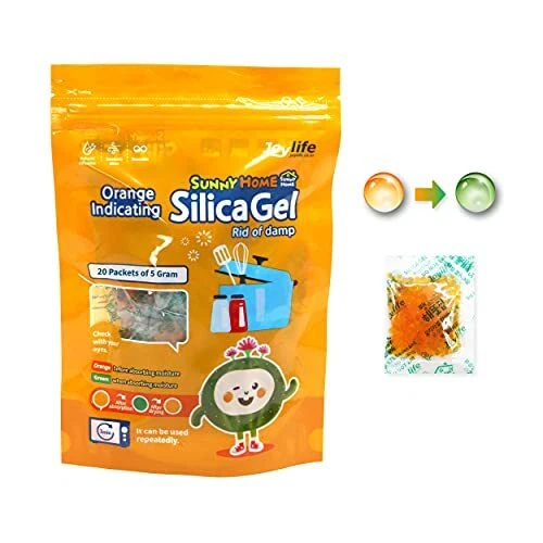 ?  5 Gram-20 Packets Food Safe indicating (Orange to Green) Silica gel Packs