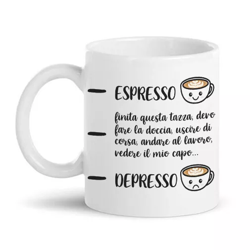 Tazza mug 11 oz Da Espresso a Depresso, livelli divertenti caffè!