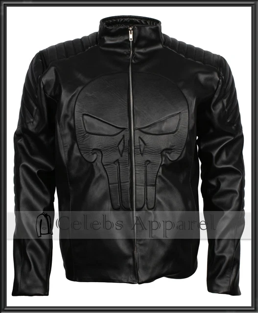Men's Frank Castle Punisher Season 2 Skull Motorcycle Black Leather Jacket