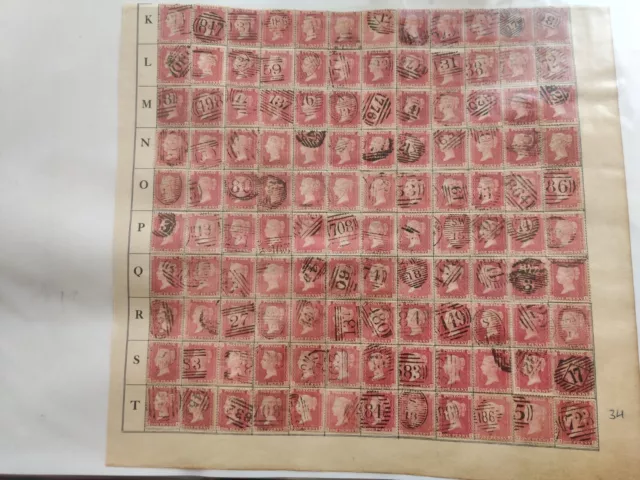 GB Victorian SG40 1d penny red Star line engraved Plate 34 qv postage stamps