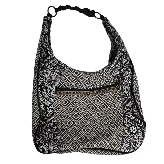 Volcom Purse Bag Women Large Black White Harmony Hobo Jacquard Shoulder Chevron