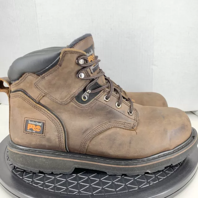 Timberland Pro Men Size 13 Shoes 6" Pit Boss Steel Toe Work Boots Brown Leather