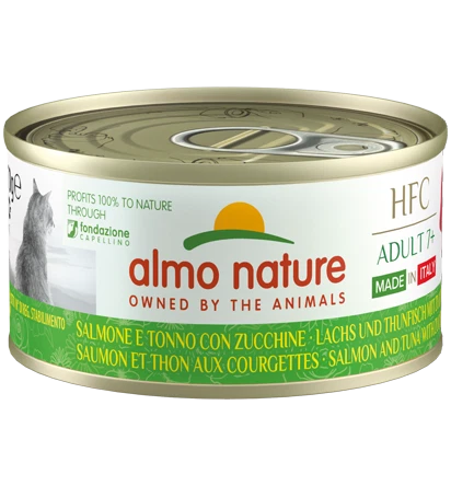 Almo Nature HFC Cibo Umido per Gatti Senior - Salmone Tonno con Zucchine 12x70gr