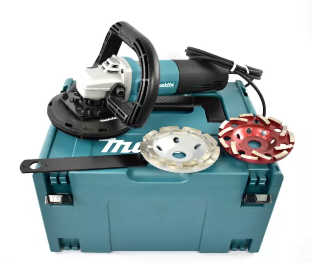 MAKITA 9565CVR 1400W Betonschleifer Winkelschleifer 2x Schleiftopf + Makpac SET