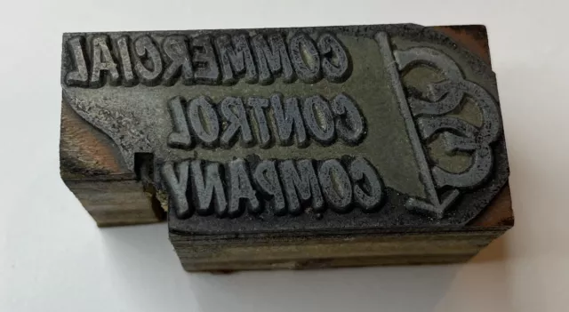 ADVERTISING PRINTING BLOCK OF ANTIQUE Commercial control Company Ad (AB)