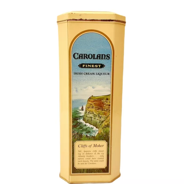 Carolans Finest Irish Cream Liqueur Collectible Tin Container Scenes of Ireland
