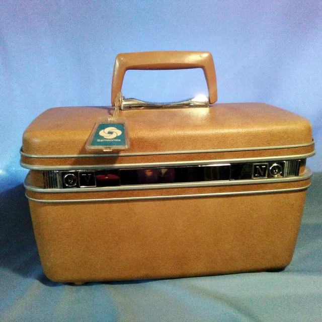 Vintage Samsonite Silhouette Train Case Yellow Hard Shell Suitcase Makeup Mirror