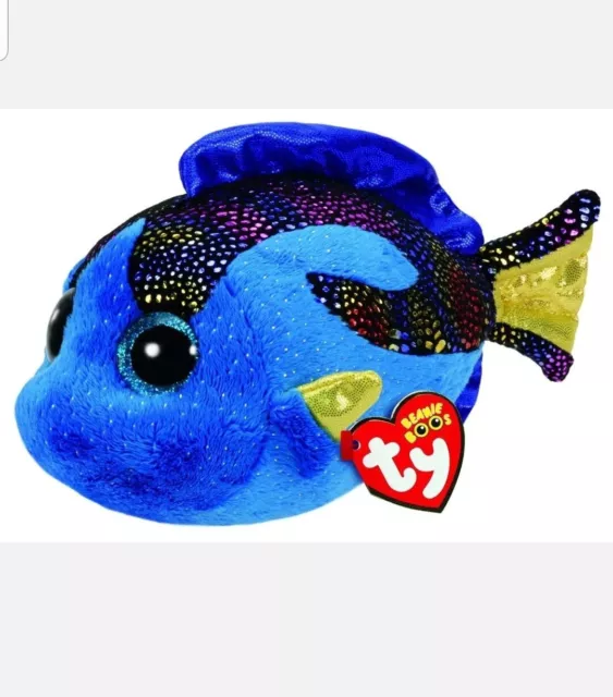 TY BEANIE BABIES BOOS AQUA BLUE FISH PLUSH SOFT TOY NEW WITH TAGS Large 12”