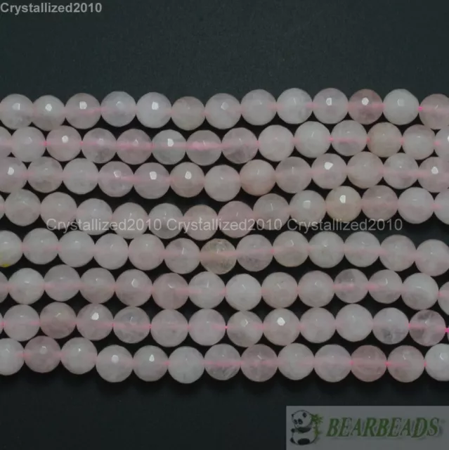 Natural Rose Quartz Gemstone Faceted Round Beads 2mm 3mm 4mm 6mm 8mm 10mm 15" 3