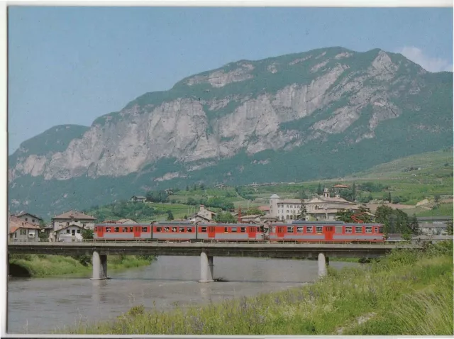 1989 cartolina+PONTE sull'ADIGE+ELETTROTRENO ET 008+FERROVIA TRENTO-MALE'-i43