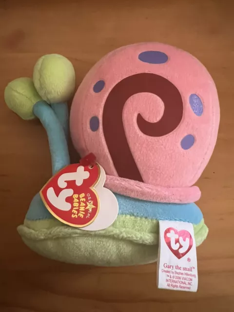 Ty Beanie Babies Gary the Snail Plush Spongebob Squarepants 5" NWT