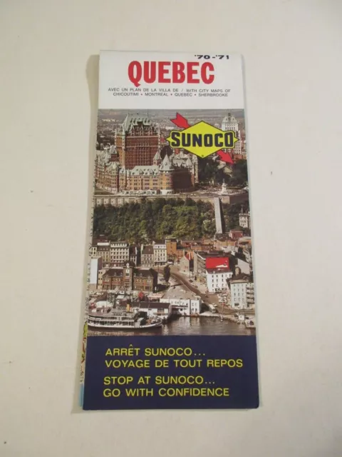 Vintage 1970-1971 Sunoco Quebec Canada Oil Gas Service Station Road Map~Box A