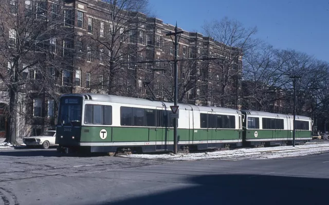Trolley Slide - Boston T MBTA #3492 LRV Transit Train Car 1981 Commonwealth Ave