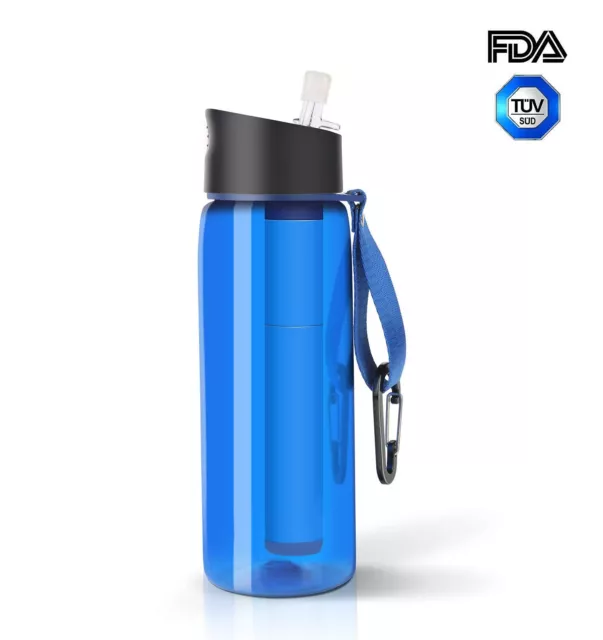 Water Filter Drinking Bottle 1500Liter Water Treatment Survival Camping Outdoor