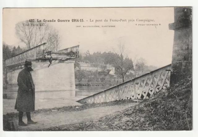 Environs de COMPIEGNE - Oise - CPA 60 - le Pont du Franc-Port détruit