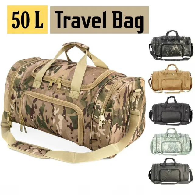 50L Canvas Military Waterproof Sports Gym Hand Luggage Large Duffle Travel Bag