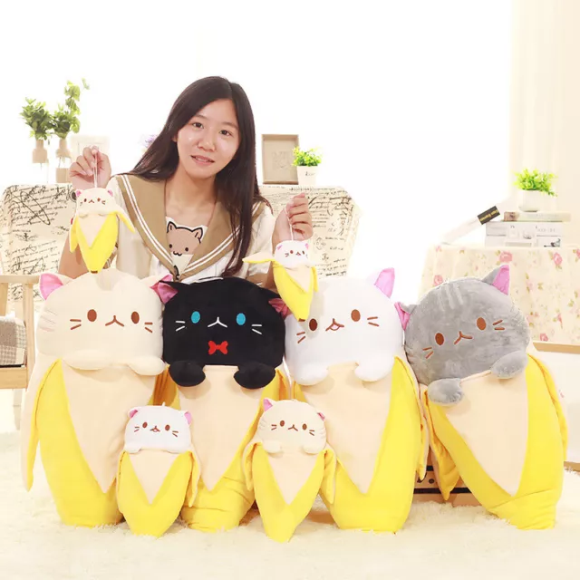 UK Anime Bananya Banana Cat Toy Plush Stuffed Cushion Doll Kids Birthday Gifts