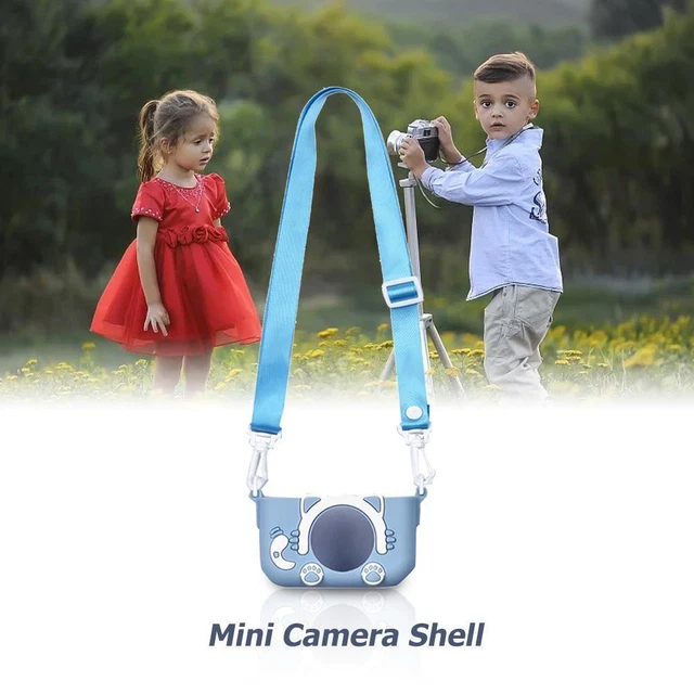 Portable Mini Cartoon Camera Cover Adjustable Silicone Shell (Blue Cat) 3