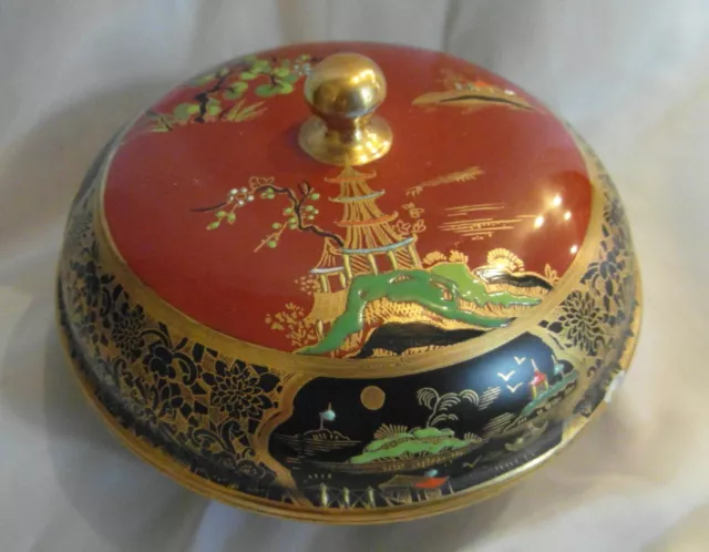 Vintage Carlton Ware Trinket Box / Powder Bowl Pagoda Pattern  Stoke On Trent Mk