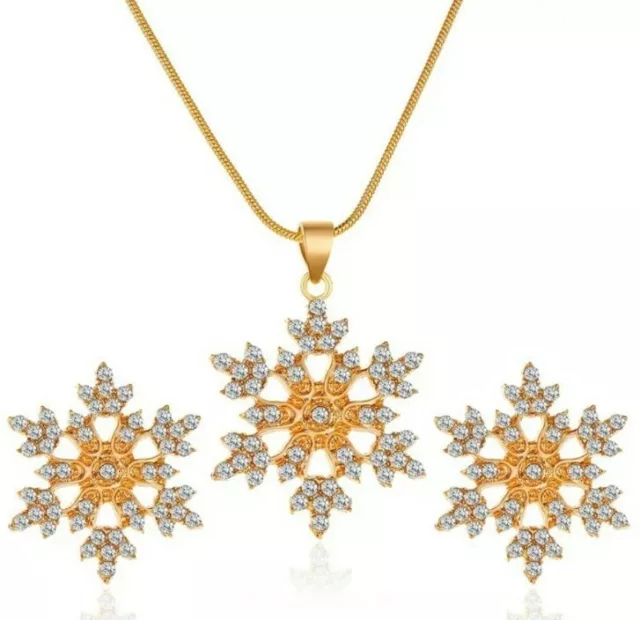 2Tlg. Schmuck Set Kette mit Anhänger-Ohrringe, Vergoldet+Strass.