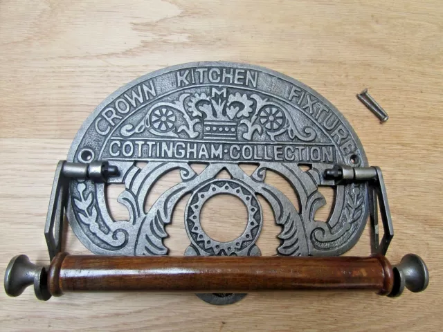 cast iron rustic vintage old country cottage style kitchen roll holder