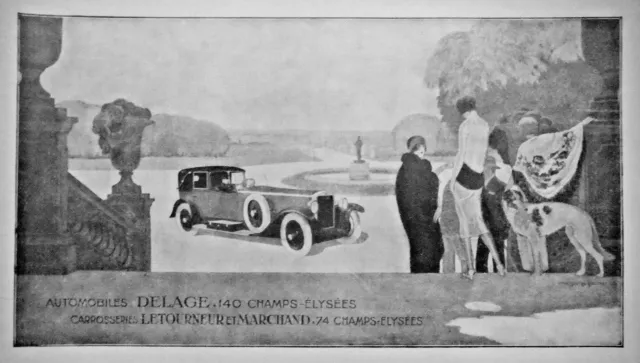 Publicité De Presse 1925 Automobiles Delage Carrosseries Letourneur Marchand