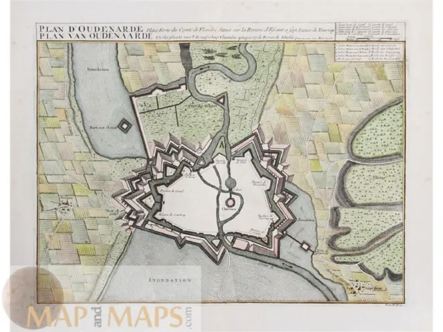 Audenarde Belgique Plan de Ville d'Audenarde Dumont 1743