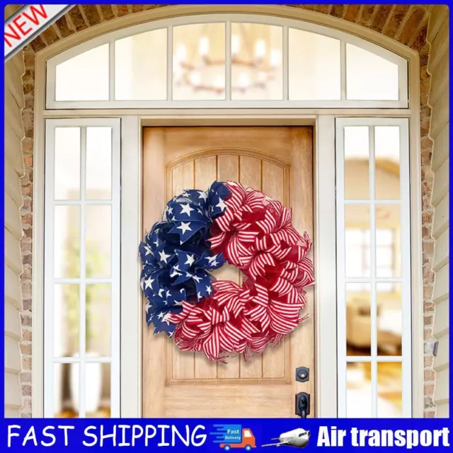 Independence Day Patriotic Wreath Door Hanging Handmade Cloth Garland (30cm) AU