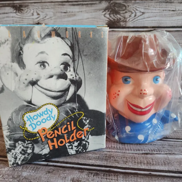 1988 HOWDY DOODY Leadworks Pencil Holder Head Vase Figural Character Figure NBC