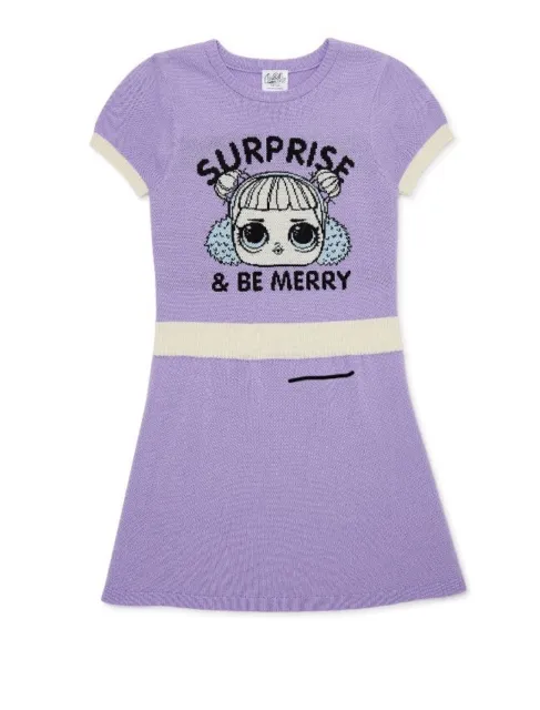 New LOL Surprise Girls short sleeve purple sweater dress Size XS (4-5)