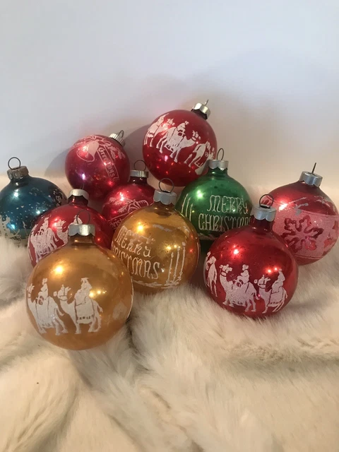 Vintage Glass Shiny Brite Ornaments Lot Of 10 No Box