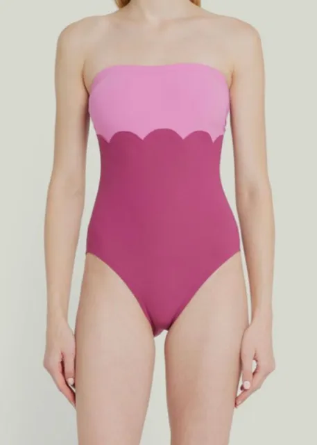 $279 Karla Colletto Women's Pink Colorblocked Estelle One Piece Swimsuit Size 14