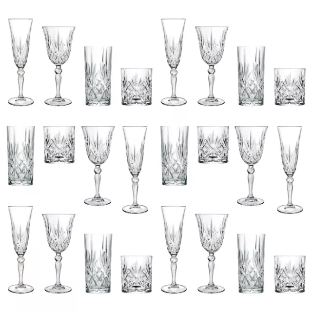 24pc RCR Crystal Melodia Glassware Set Wine Champagne Whisky Highball Glasses