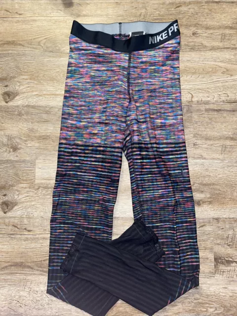 Nike Pro Hyperwarm Athletic Leggings Womens Sz Small Multicolor