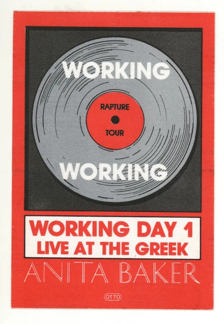 Anita Baker Rapture Tour Genuine Woking Day Live at Green Day 1 Backstage Pass!