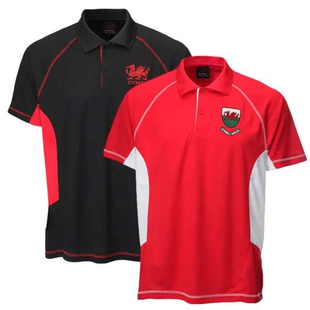 T-shirt polo da uomo nuova Cymru Cai o Koo Wales gallese rugby drago fresca secca