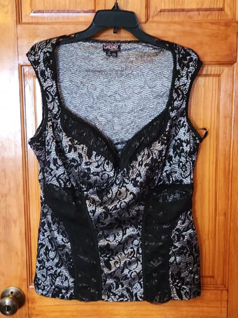 Xoxo Collection Women's Lace Black Silver Top Size 2X Nwot